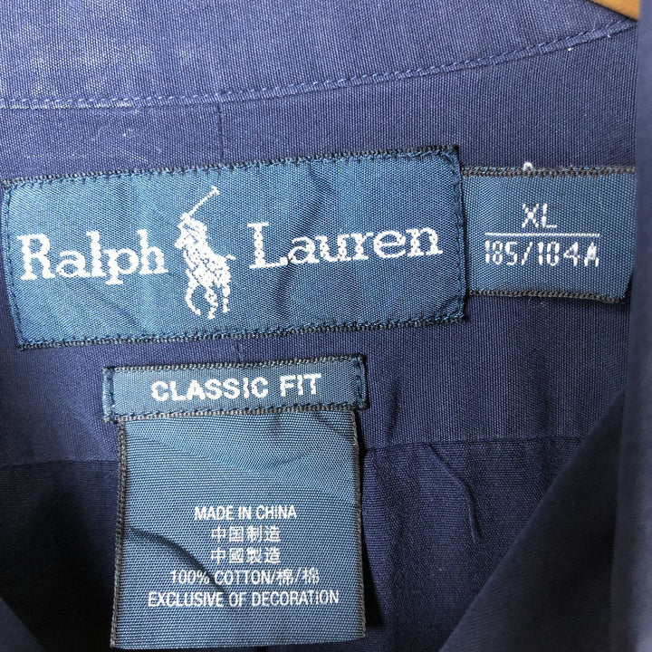 Ralph Lauren Classic Fit Long Sleeve Button Down Shirt Men's XL cotton Navy blue Vintage Second Hand