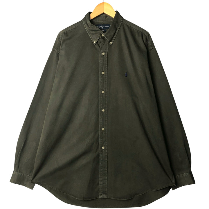 Ralph Lauren BLAKE long sleeve button down shirt, men's XL size cotton green type Vintage Second Hand