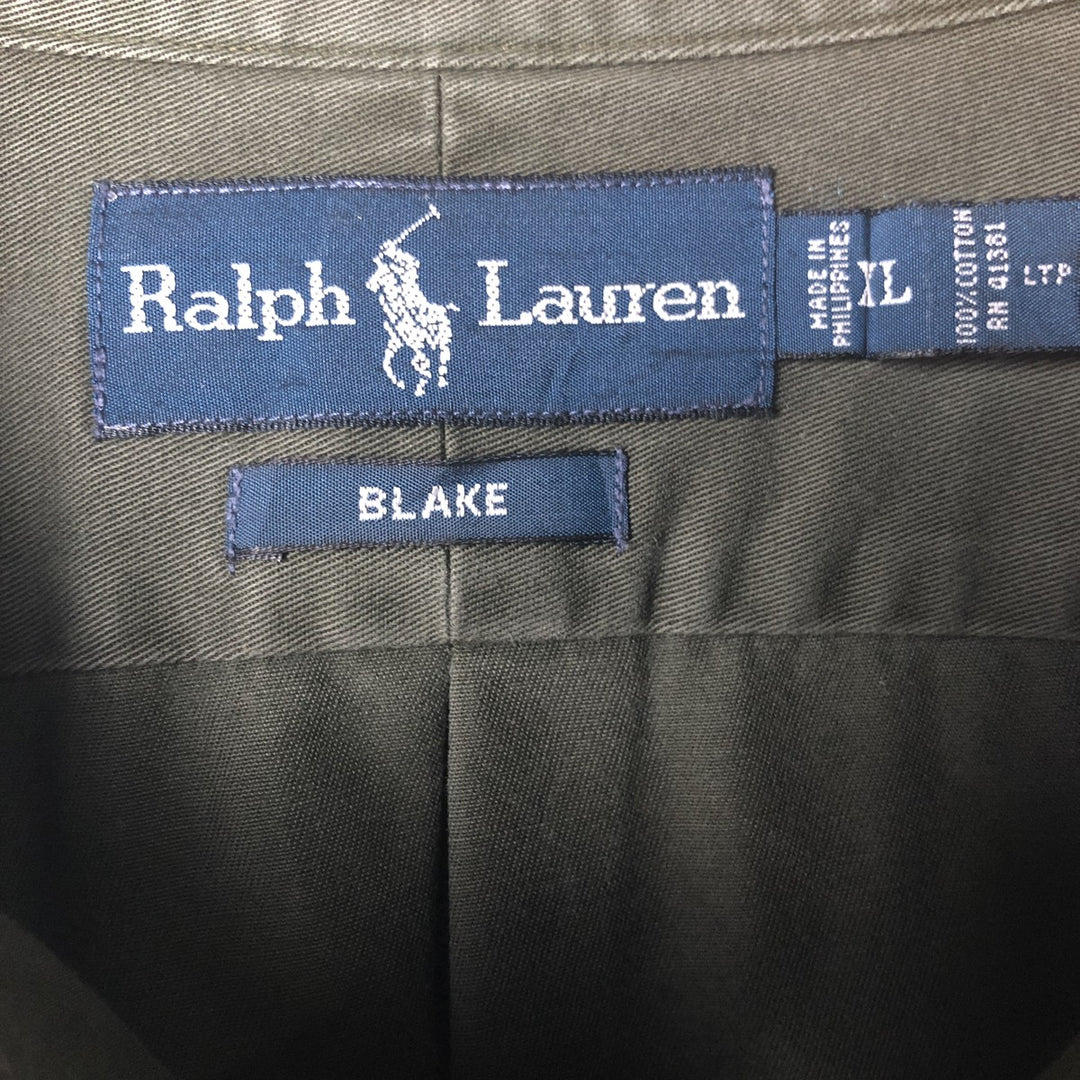 Ralph Lauren BLAKE long sleeve button down shirt, men's XL size cotton green type Vintage Second Hand