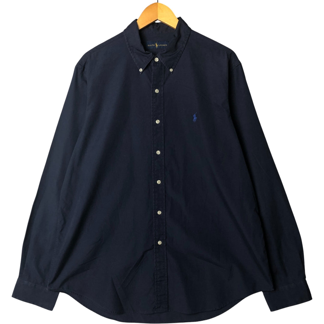 Ralph Lauren long sleeve button down shirt, men's XL size cotton navy blue type Vintage Second Hand