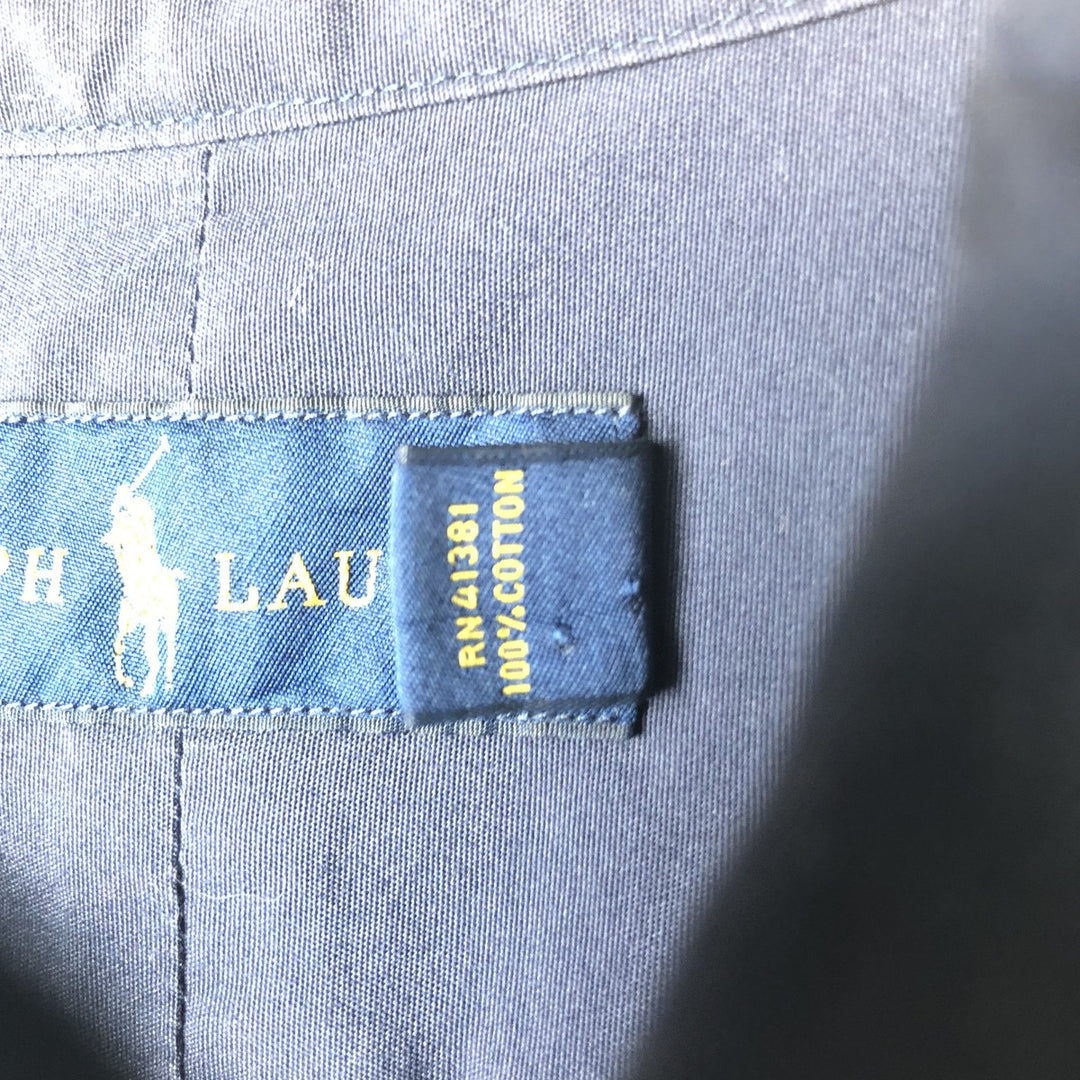 Ralph Lauren long sleeve button down shirt, men's XL size cotton navy blue type Vintage Second Hand