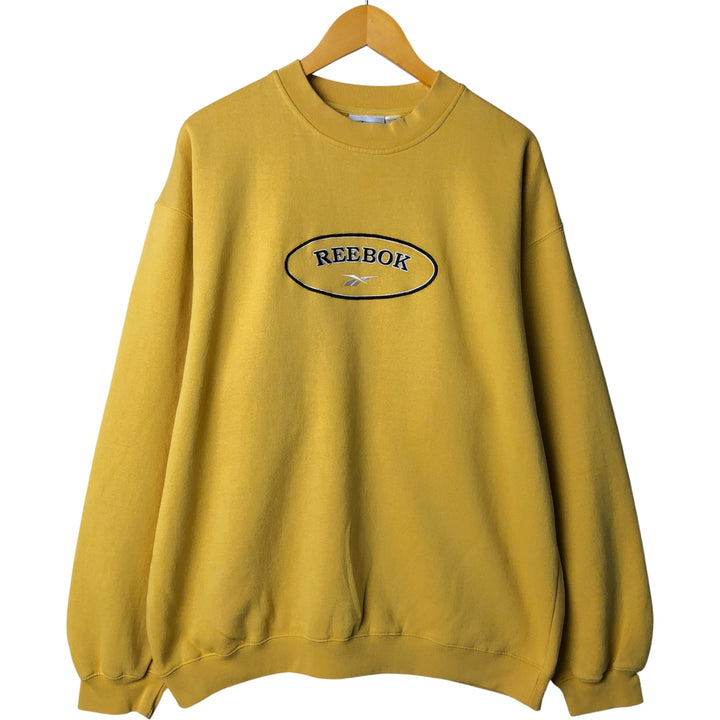 2000'S Reebok logo sweatshirt, men's size XL cotton yellow type Vintage Second Hand