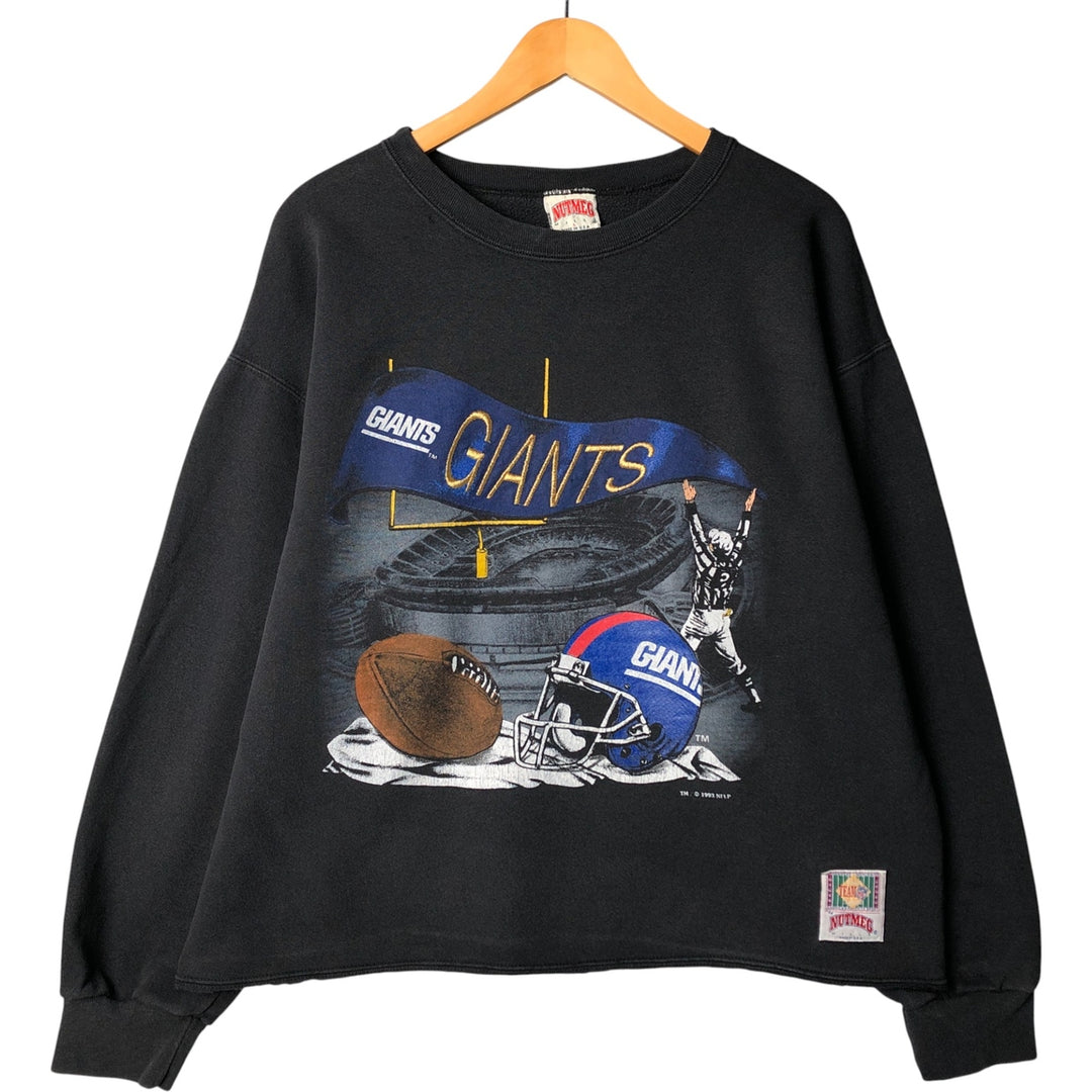 90'S Nutmeg Mills NFL New York Giants Logo Sweatshirt, Made in USA, Men's Size L, Vintage cotton black type Vintage Second Hand