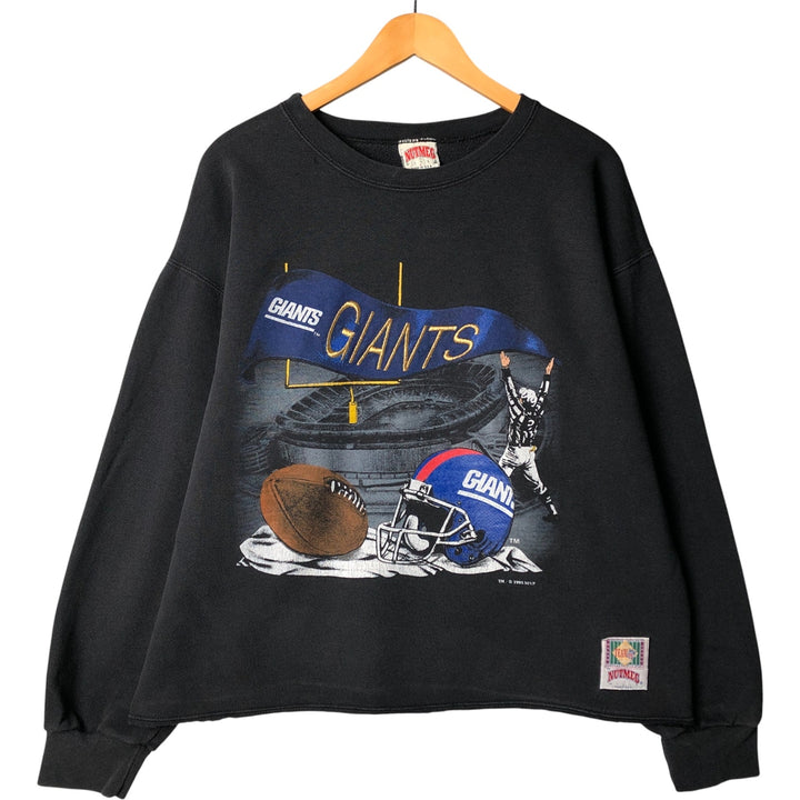 90'S Nutmeg Mills NFL New York Giants Logo Sweatshirt, Made in USA, Men's Size L, Vintage cotton black type Vintage Second Hand