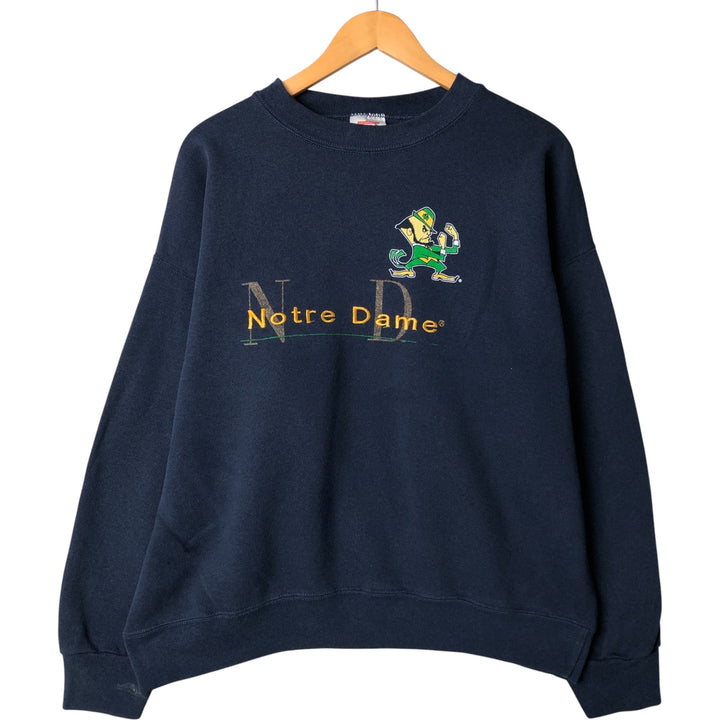 90'S SATURDAY'S HERO Notre Dame University College Sweatshirt, Made in USA, Men's Size XL cotton navy blue type Vintage Second Hand