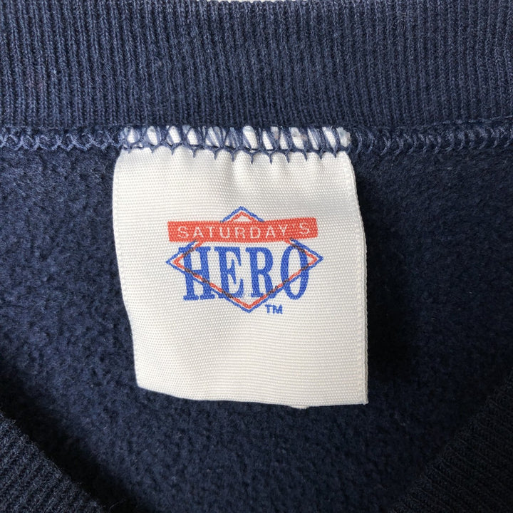 90'S SATURDAY'S HERO Notre Dame University College Sweatshirt, Made in USA, Men's Size XL cotton navy blue type Vintage Second Hand