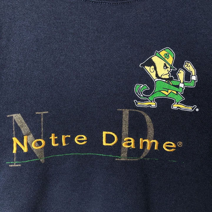 90'S SATURDAY'S HERO Notre Dame University College Sweatshirt, Made in USA, Men's Size XL cotton navy blue type Vintage Second Hand