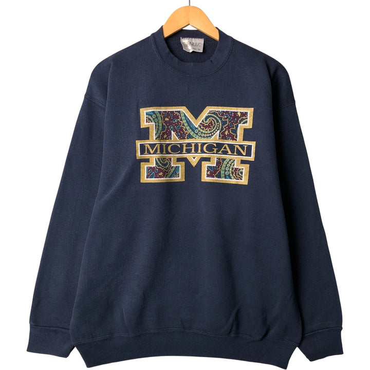 Vintage 90'S GENUS MICHIGAN college sweatshirt, made in the USA, men's size XL cotton navy blue type Vintage Second Hand
