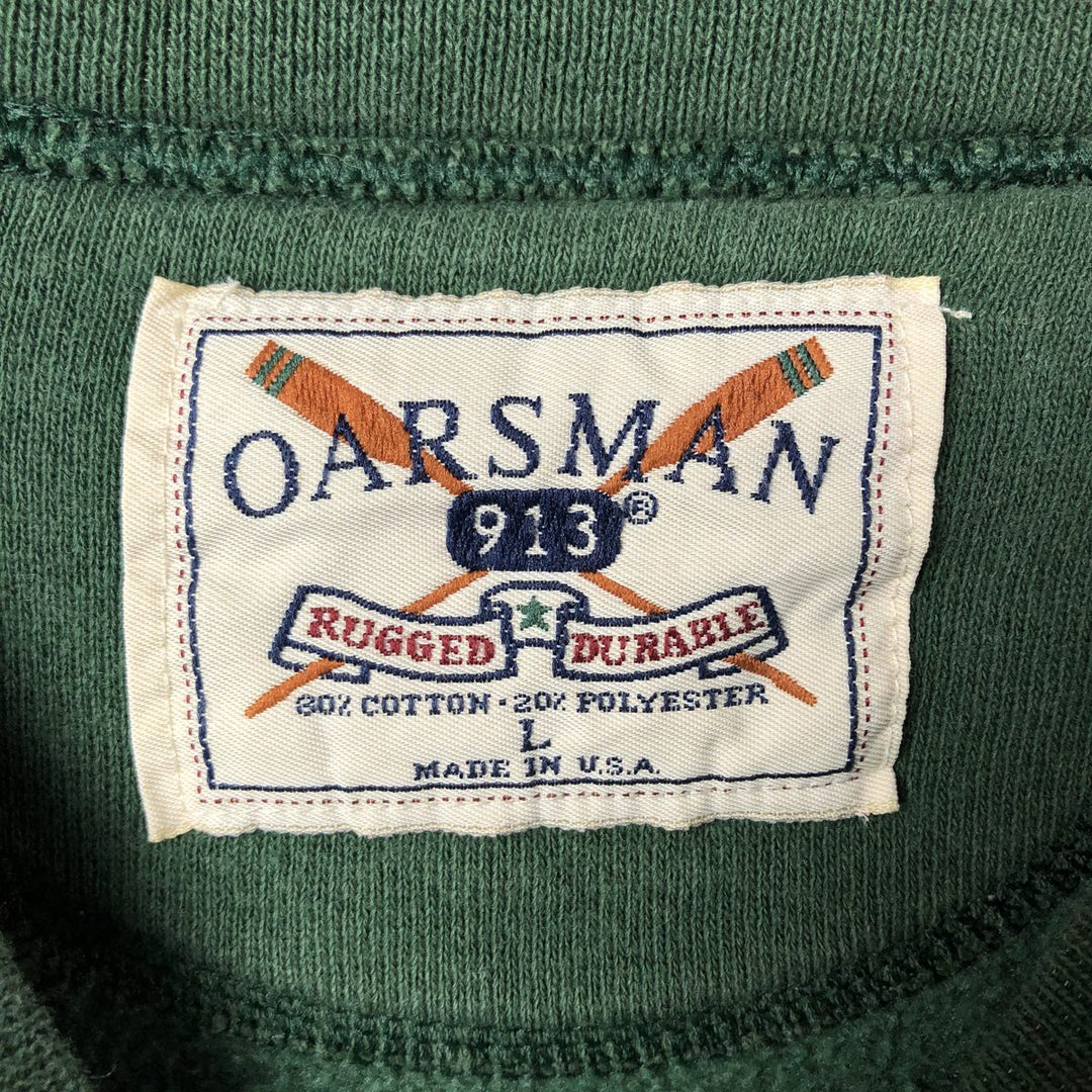 Vintage OARSMAN college sweatshirt, made in the USA, size L, men's size L cotton green type Vintage Second Hand