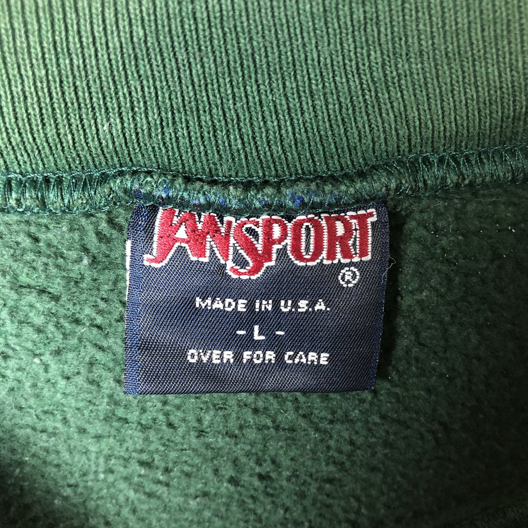 Vintage 90'S Jansport college sweatshirt, made in the USA, size L, men's cotton green type Vintage Second Hand