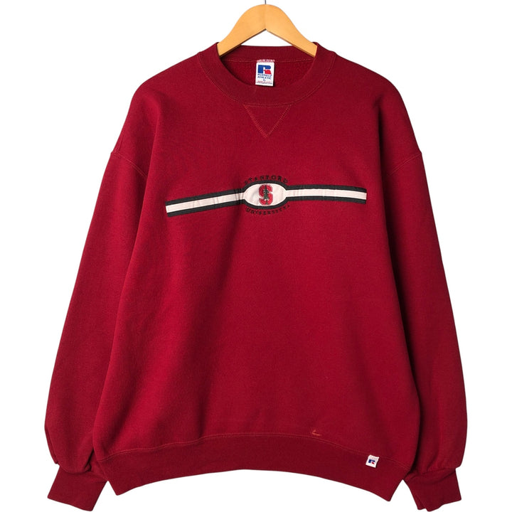 90'S Russell College Sweatshirt, Made in USA, Men's XL, Vintage cotton wine-red Vintage Second Hand