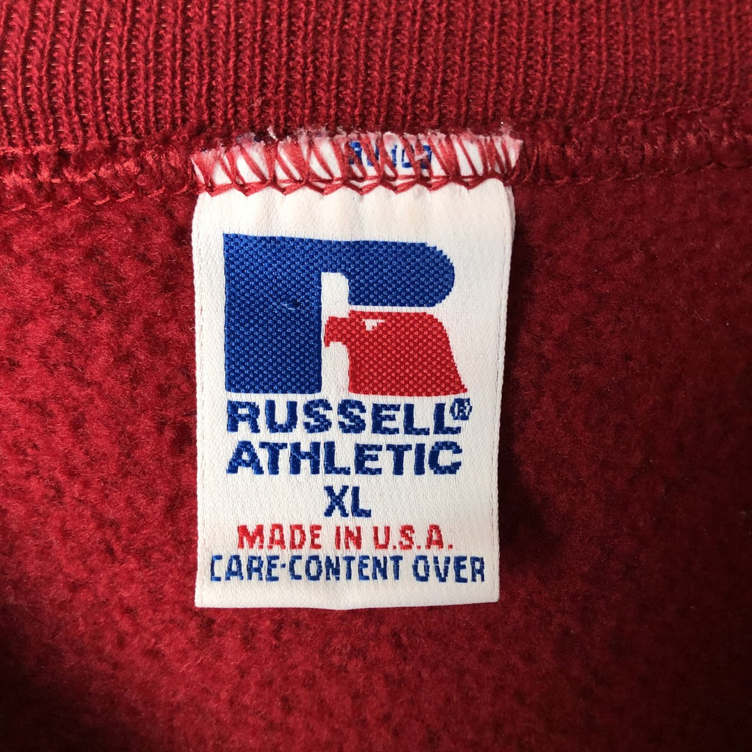 90'S Russell College Sweatshirt, Made in USA, Men's XL, Vintage cotton wine-red Vintage Second Hand