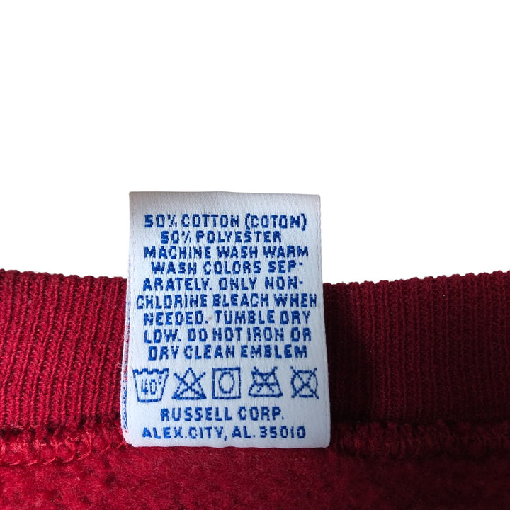 90'S Russell College Sweatshirt, Made in USA, Men's XL, Vintage cotton wine-red Vintage Second Hand