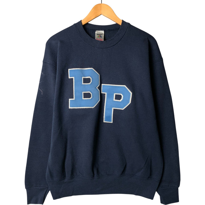 Vintage 90'S Fruit of the Loom Heavy Cotton College Sweatshirt, Made in USA, Men's Size L cotton navy blue type Vintage Second Hand