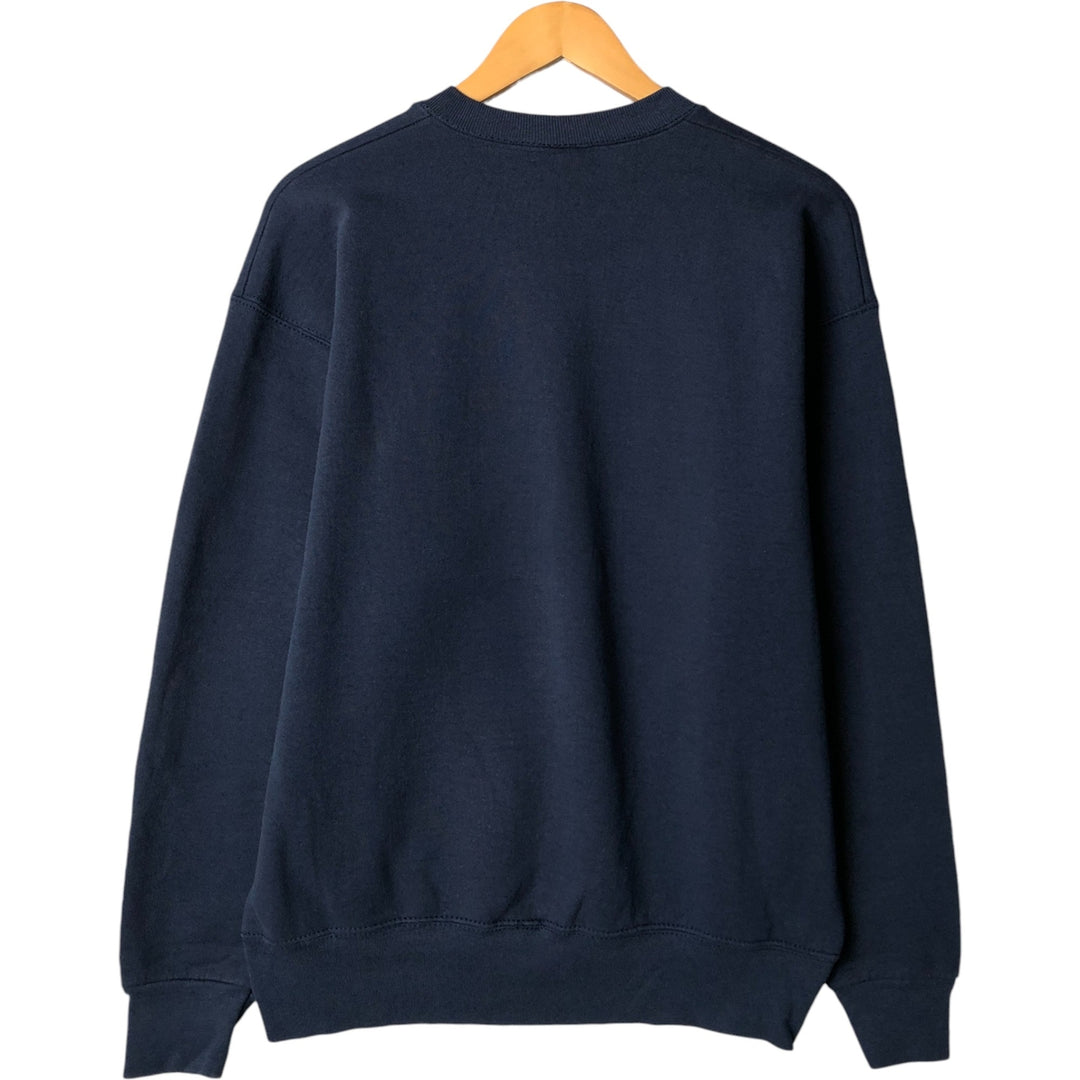 Vintage 90'S Fruit of the Loom Heavy Cotton College Sweatshirt, Made in USA, Men's Size L cotton navy blue type Vintage Second Hand