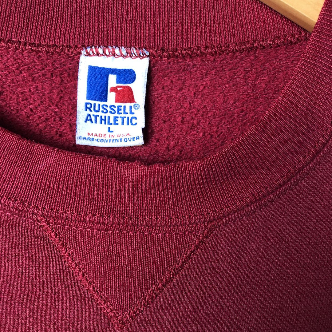 90'S Russell College Sweatshirt, Made in USA, Men's L, Vintage unclear red type Vintage Second Hand