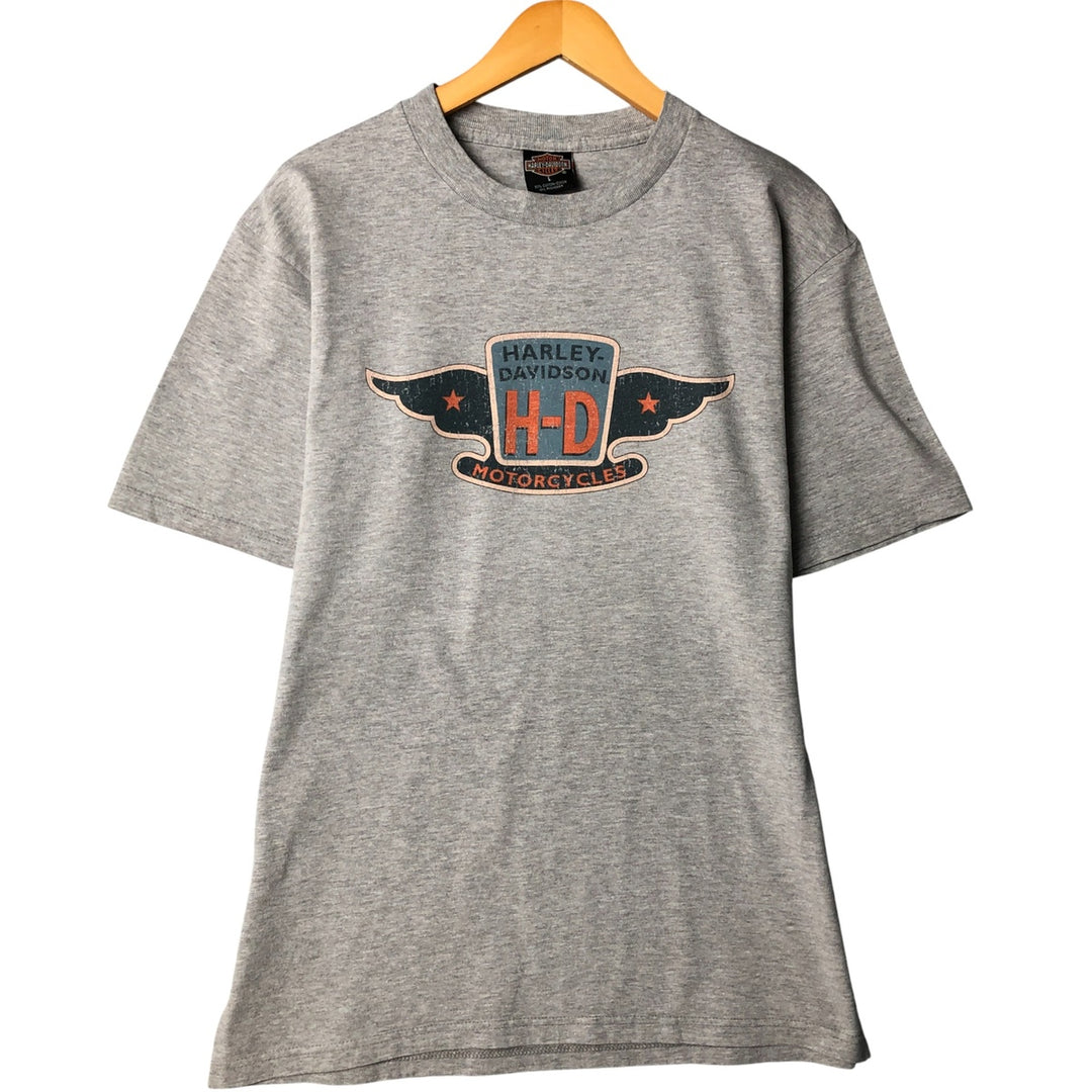 Harley-Davidson Motorcycle Bike T-shirt Made in USA Men's L size cotton gray type Vintage Second Hand