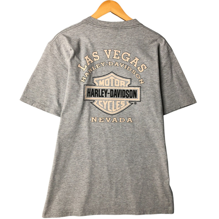 Harley-Davidson Motorcycle Bike T-shirt Made in USA Men's L size cotton gray type Vintage Second Hand