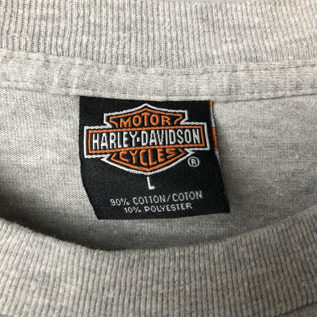 Harley-Davidson Motorcycle Bike T-shirt Made in USA Men's L size cotton gray type Vintage Second Hand