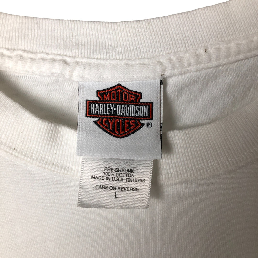 00'S Harley-Davidson Motorcycle Bike T-shirt Made in USA Men's L size cotton white type Vintage Second Hand