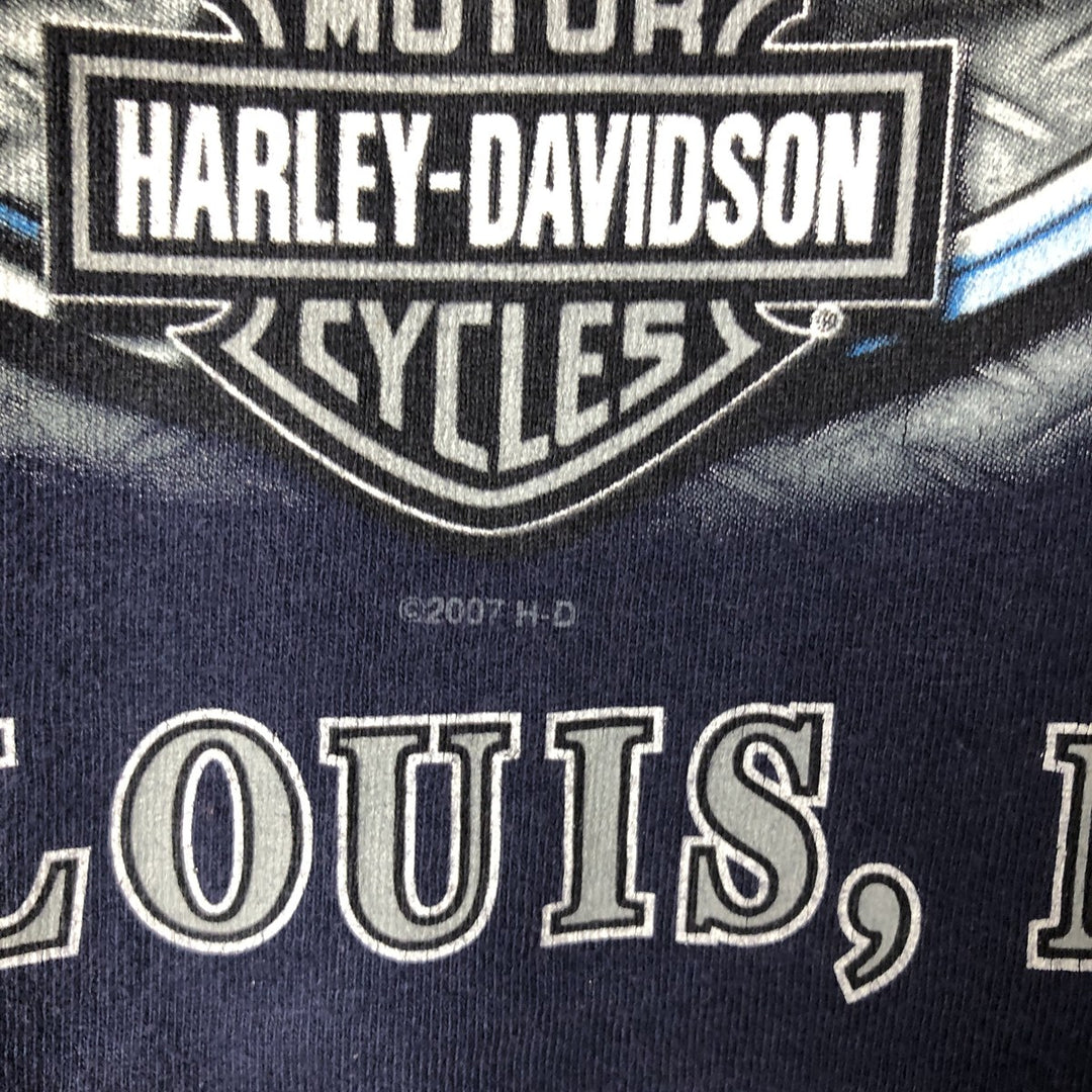 00'S Harley-Davidson Motorcycle Bike T-shirt Men's XL size unclear navy blue type Vintage Second Hand