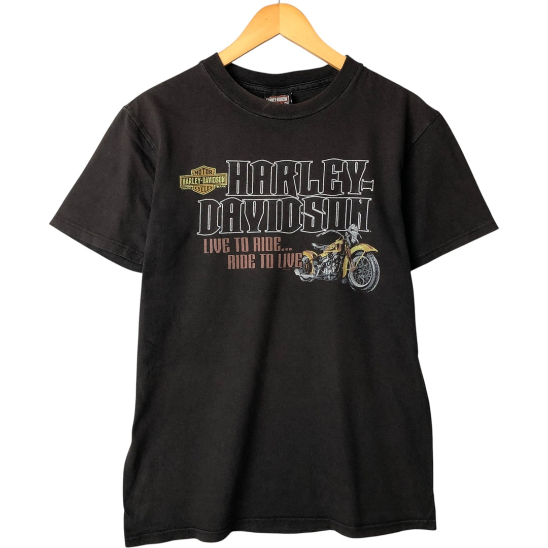 00'S Harley-Davidson Motorcycle Bike T-shirt Men's M size cotton Charcoal Vintage Second Hand