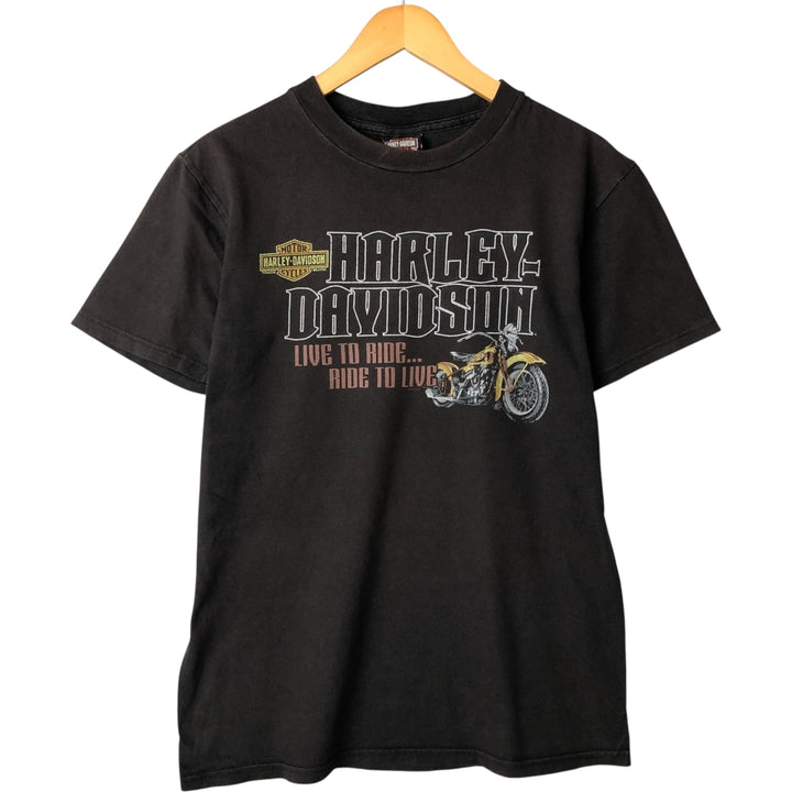 00'S Harley-Davidson Motorcycle Bike T-shirt Men's M size cotton Charcoal Vintage Second Hand
