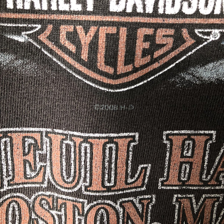 00'S Harley-Davidson Motorcycle Bike T-shirt Men's M size cotton Charcoal Vintage Second Hand