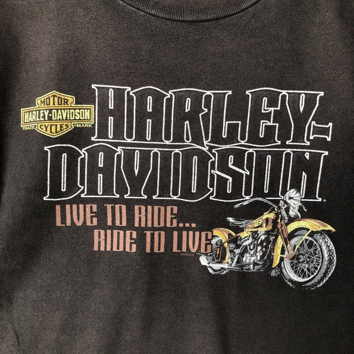 00'S Harley-Davidson Motorcycle Bike T-shirt Men's M size cotton Charcoal Vintage Second Hand