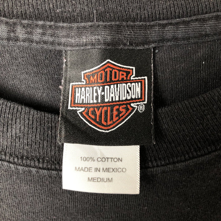 00'S Harley-Davidson Fire Pattern Motorcycle Bike T-Shirt Men's M cotton black type Vintage Second Hand