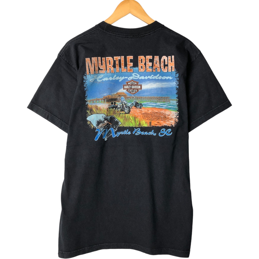 00'S Harley-Davidson Motorcycle Bike T-shirt Made in USA Men's L size cotton black type Vintage Second Hand