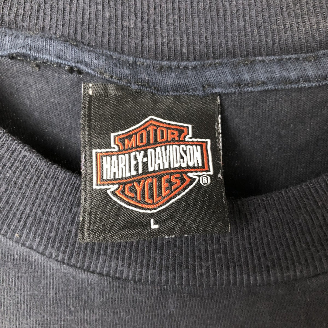 00'S Harley-Davidson Motorcycle Bike T-shirt Made in USA Men's L size cotton black type Vintage Second Hand