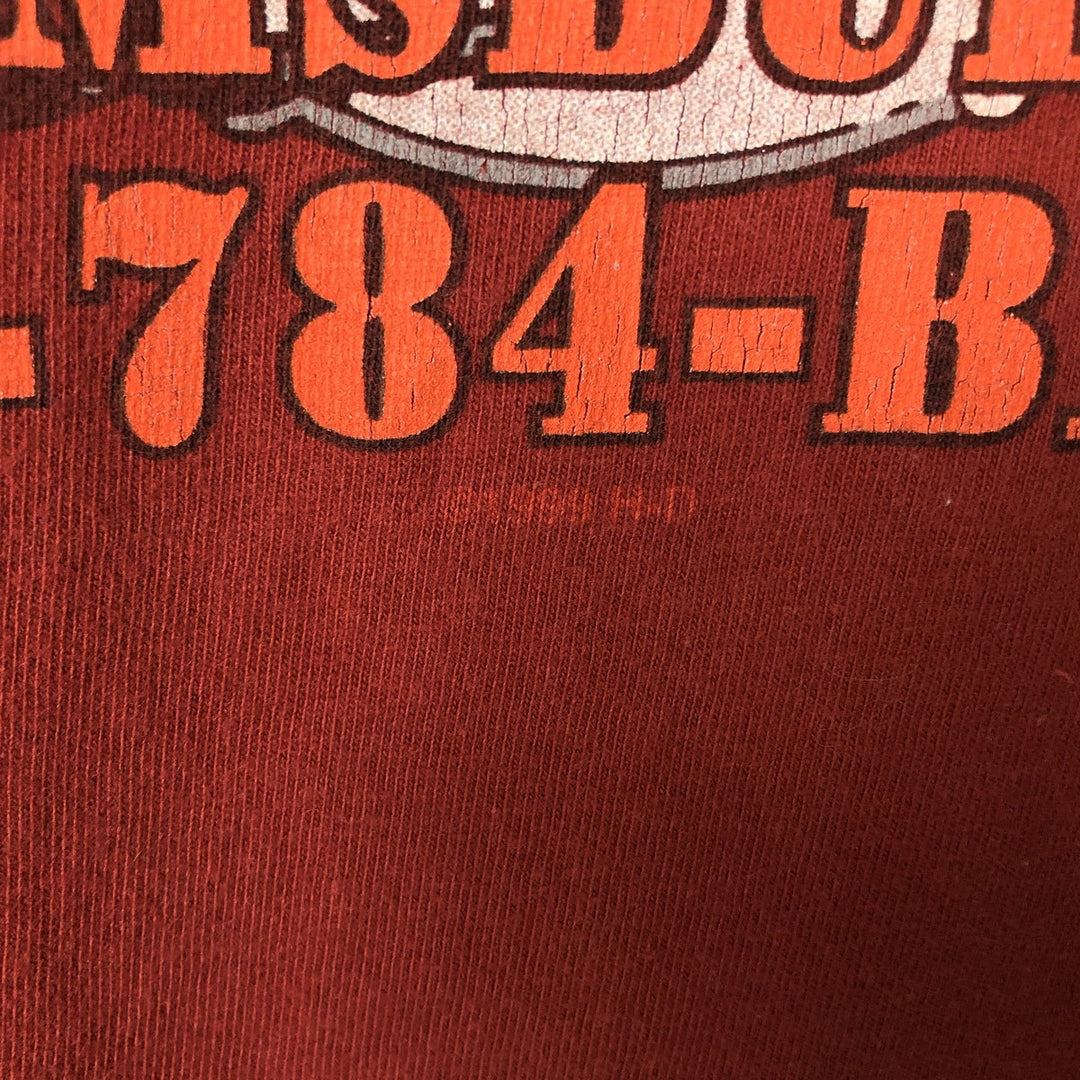 00'S Harley-Davidson Fire Pattern Motorcycle Bike T-Shirt Made in USA Men's L size cotton red type Vintage Second Hand