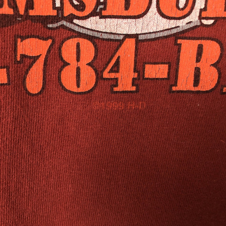 00'S Harley-Davidson Fire Pattern Motorcycle Bike T-Shirt Made in USA Men's L size cotton red type Vintage Second Hand