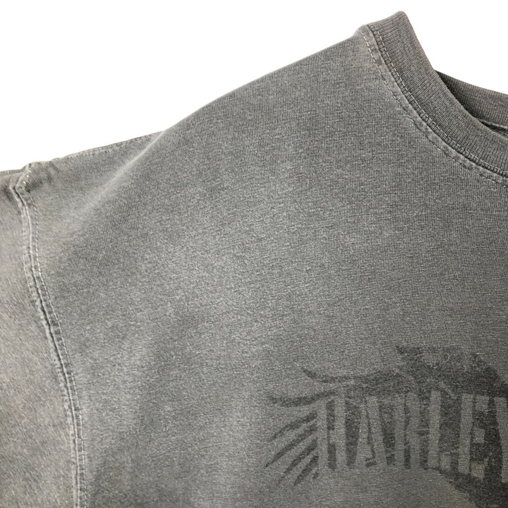 00'S Harley-Davidson Eagle Pattern Motorcycle Bike T-shirt Men's L size cotton gray type Vintage Second Hand