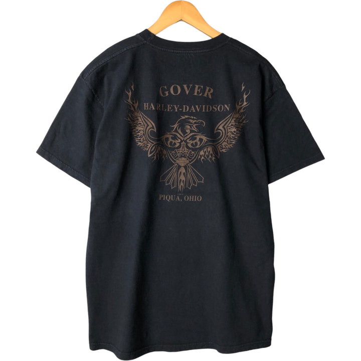 2000'S Harley-Davidson Skull Pattern Fire Motorcycle Bike T-Shirt, Men's Size XL unclear black type Vintage Second Hand