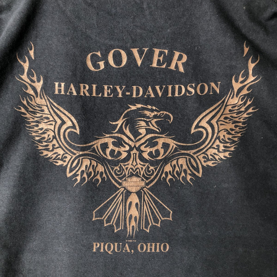 2000'S Harley-Davidson Skull Pattern Fire Motorcycle Bike T-Shirt, Men's Size XL unclear black type Vintage Second Hand