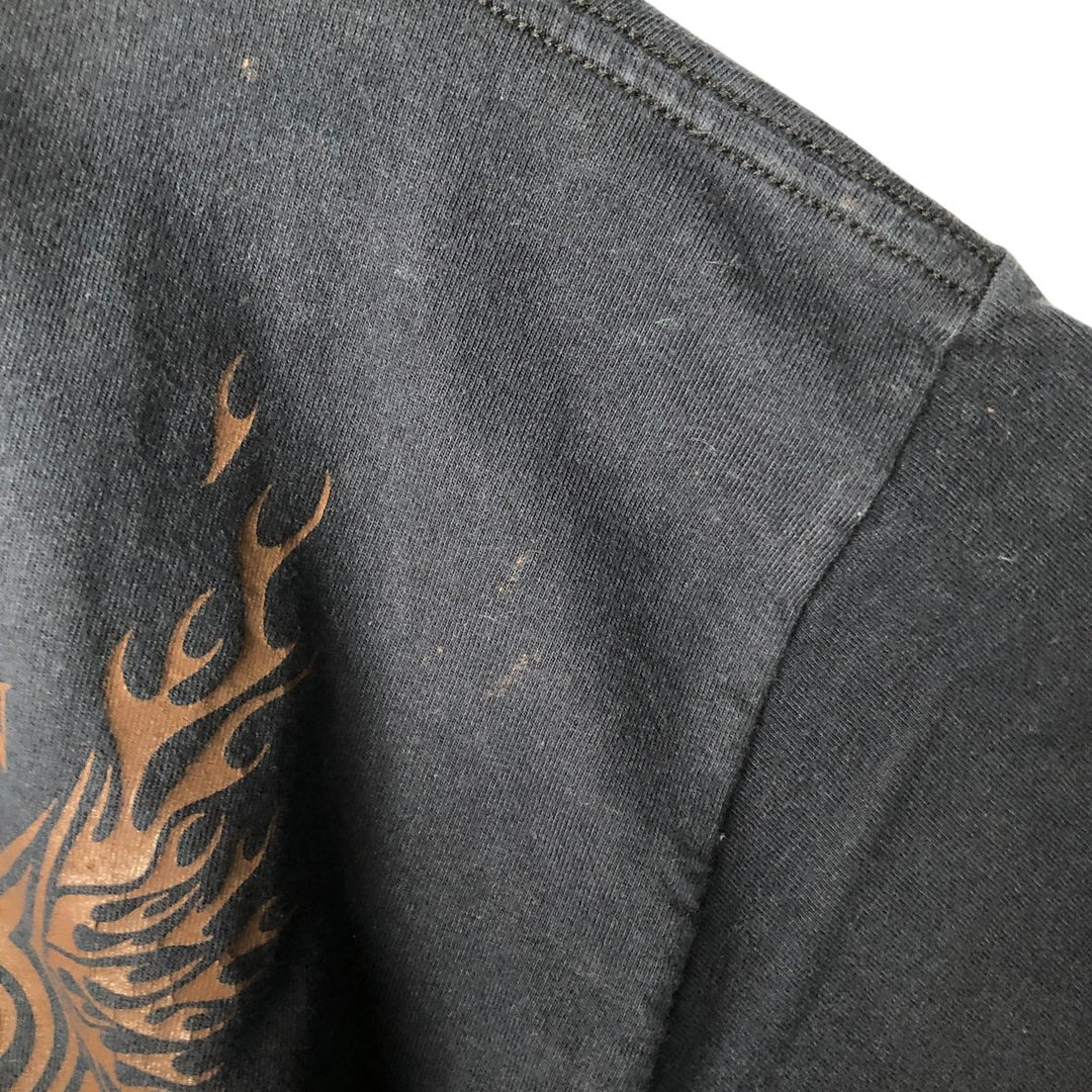 2000'S Harley-Davidson Skull Pattern Fire Motorcycle Bike T-Shirt, Men's Size XL unclear black type Vintage Second Hand