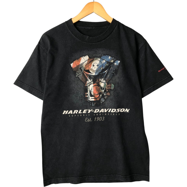00'S Harley-Davidson Motorcycle Bike T-shirt Men's L size cotton black type Vintage Second Hand