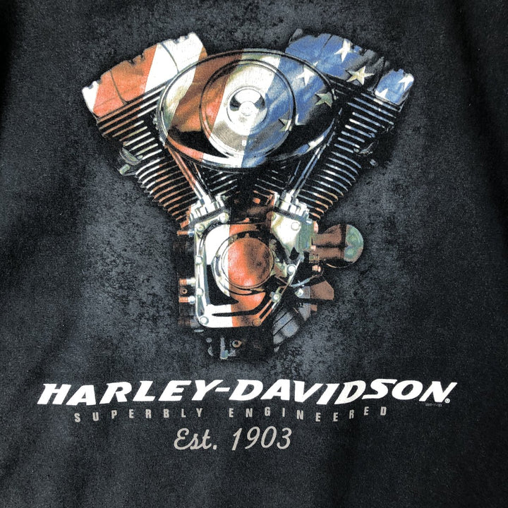 00'S Harley-Davidson Motorcycle Bike T-shirt Men's L size cotton black type Vintage Second Hand