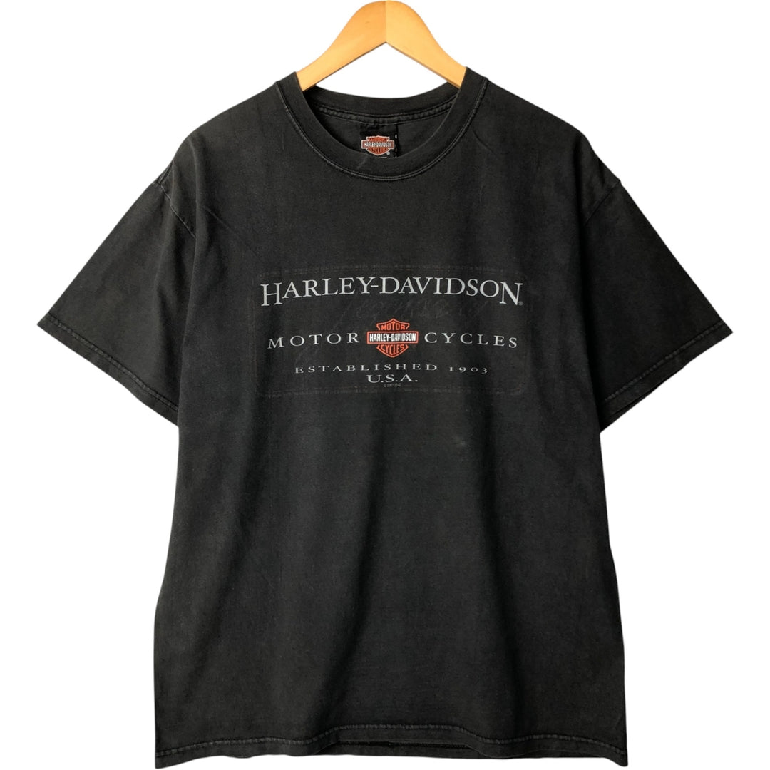 00'S Harley-Davidson Motorcycle Bike T-shirt Made in USA Men's XL cotton black type Vintage Second Hand