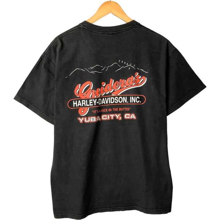 00'S Harley-Davidson Motorcycle Bike T-shirt Made in USA Men's XL cotton black type Vintage Second Hand