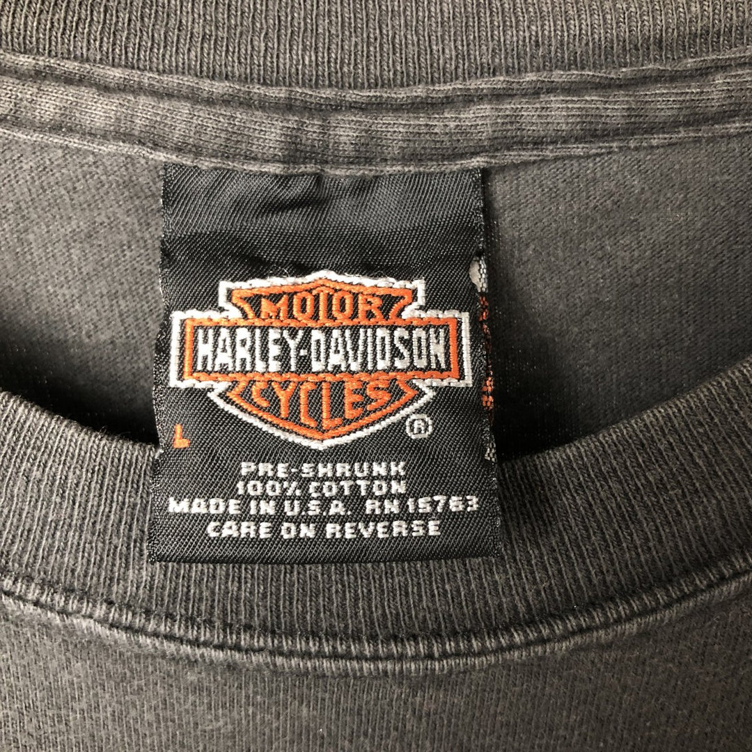 00'S Harley-Davidson Motorcycle Bike T-shirt Made in USA Men's XL cotton black type Vintage Second Hand