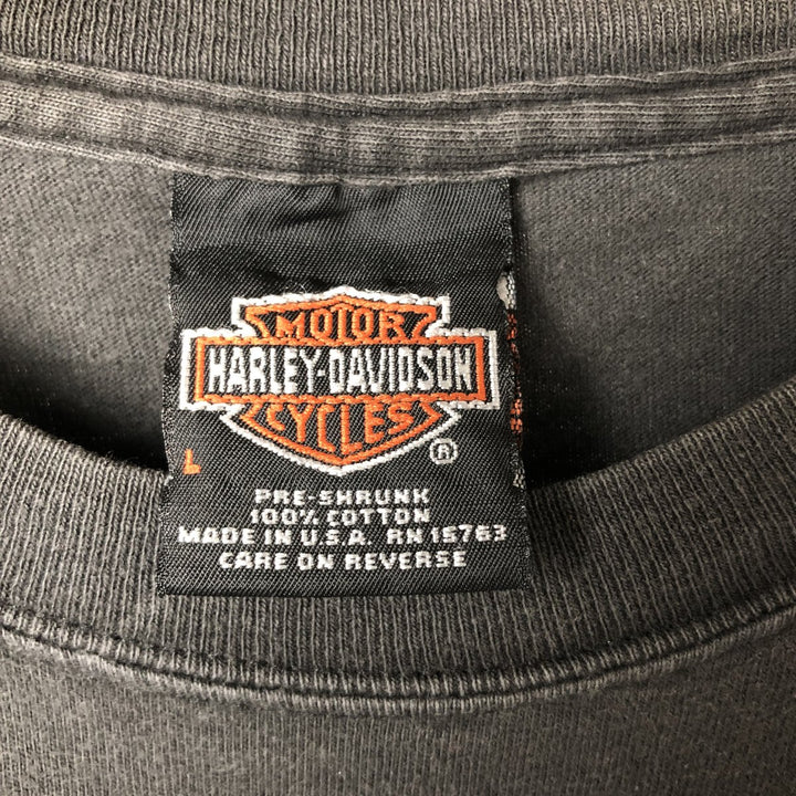 00'S Harley-Davidson Motorcycle Bike T-shirt Made in USA Men's XL cotton black type Vintage Second Hand