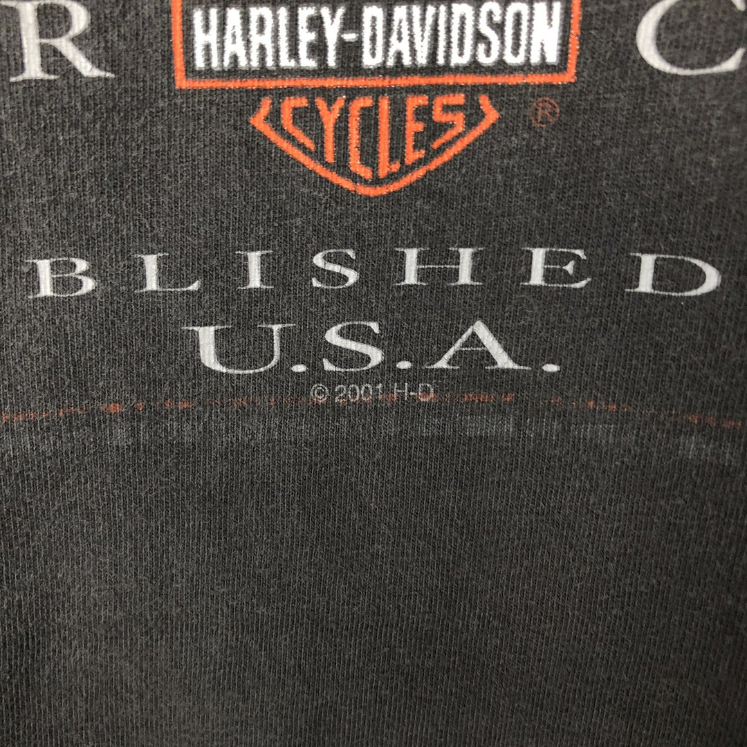 00'S Harley-Davidson Motorcycle Bike T-shirt Made in USA Men's XL cotton black type Vintage Second Hand
