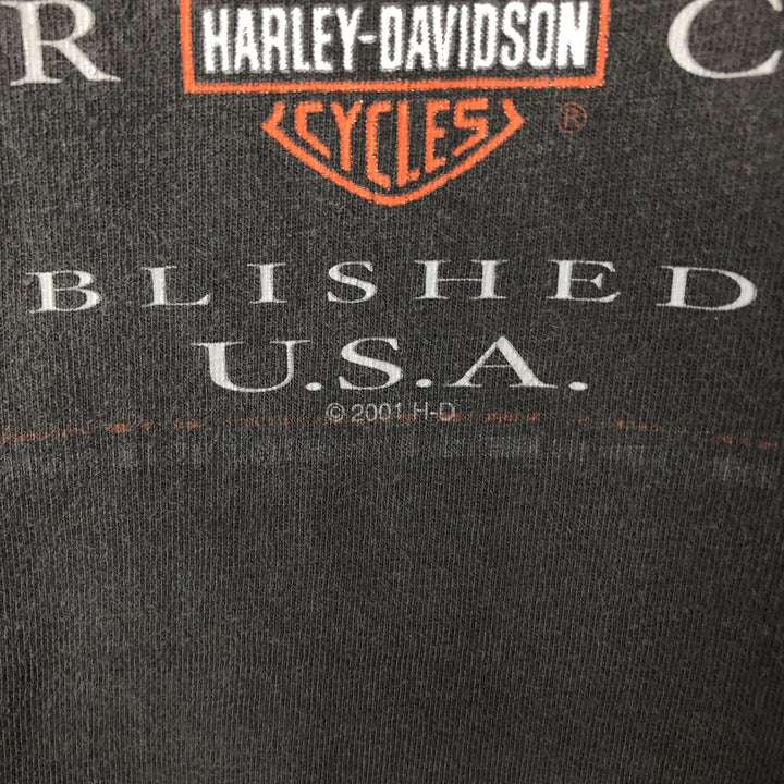 00'S Harley-Davidson Motorcycle Bike T-shirt Made in USA Men's XL cotton black type Vintage Second Hand