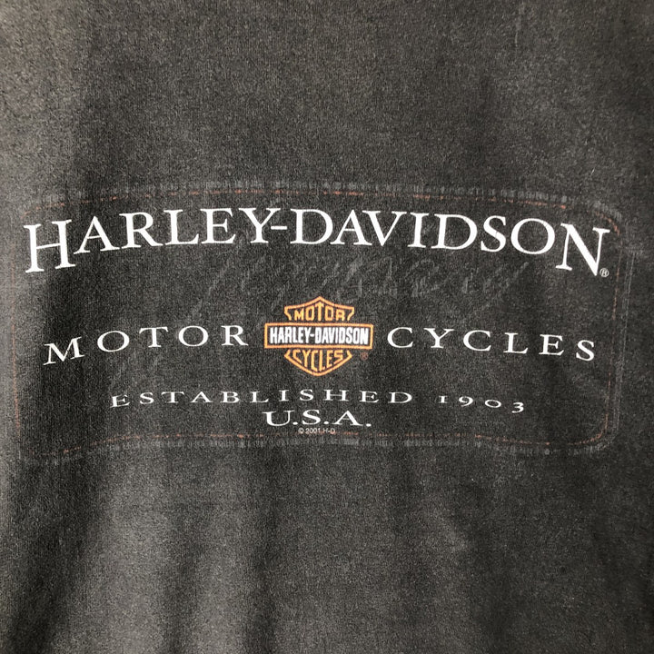 00'S Harley-Davidson Motorcycle Bike T-shirt Made in USA Men's XL cotton black type Vintage Second Hand