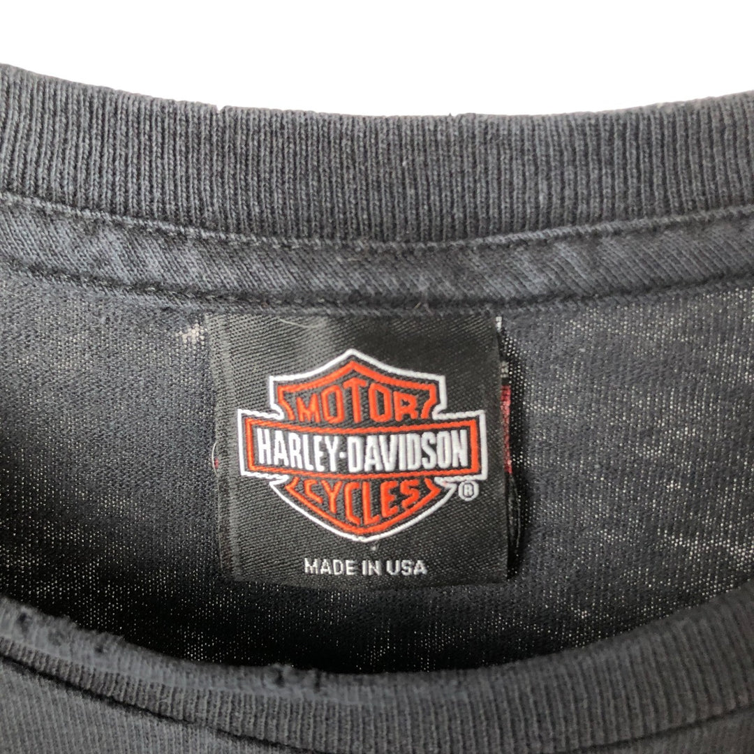 00'S Harley-Davidson Skull Pattern Motorcycle Bike T-shirt Made in USA Men's XL unclear black type Vintage Second Hand