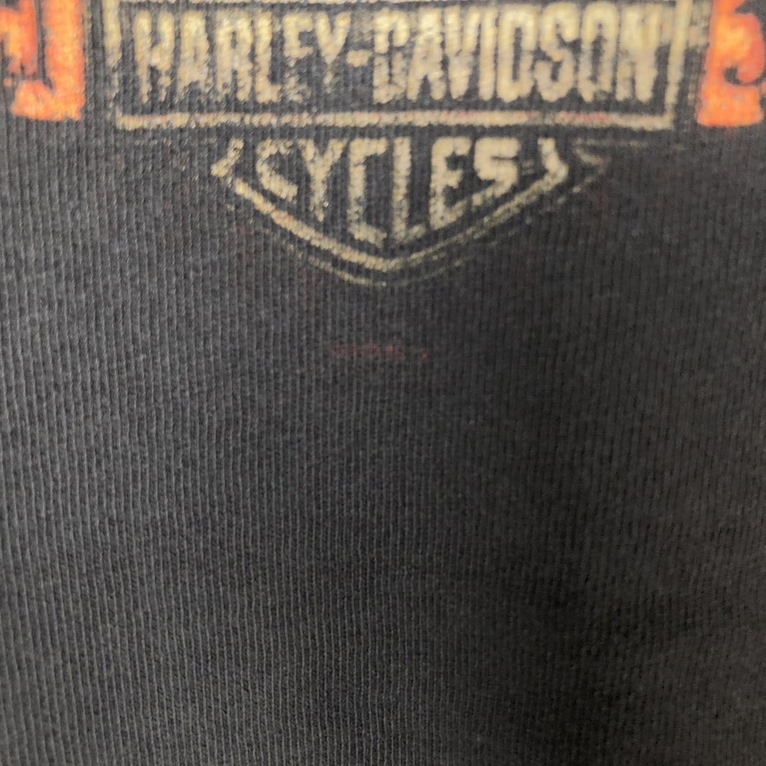 00'S Harley-Davidson Skull Pattern Motorcycle Bike T-shirt Made in USA Men's XL unclear black type Vintage Second Hand