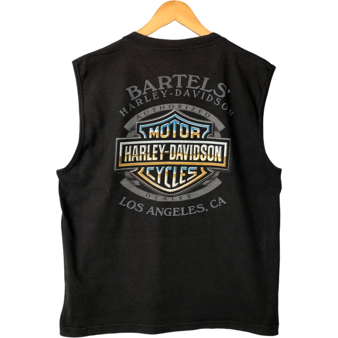 00'S Harley-Davidson Sleeveless Motorcycle Bike T-shirt Made in USA Men's L size cotton brown type Vintage Second Hand